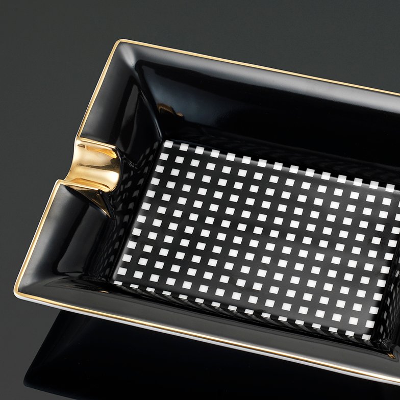 Black Checkers Ashtray