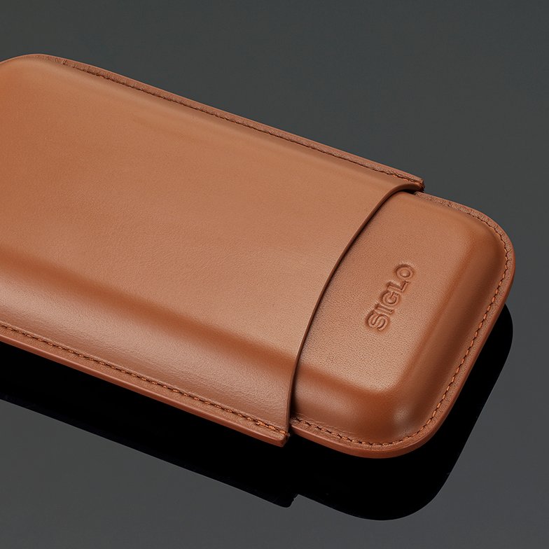 Brown leather case 3"