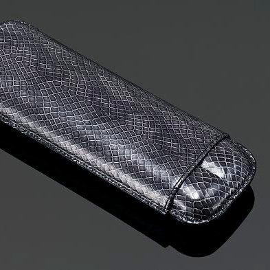 Lizard Print Leather cigar case 2'